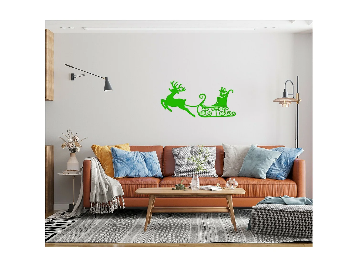 Decorazione in Metallo Slitta 8, Verde, 60x1,5x29 cm, EPIKASA