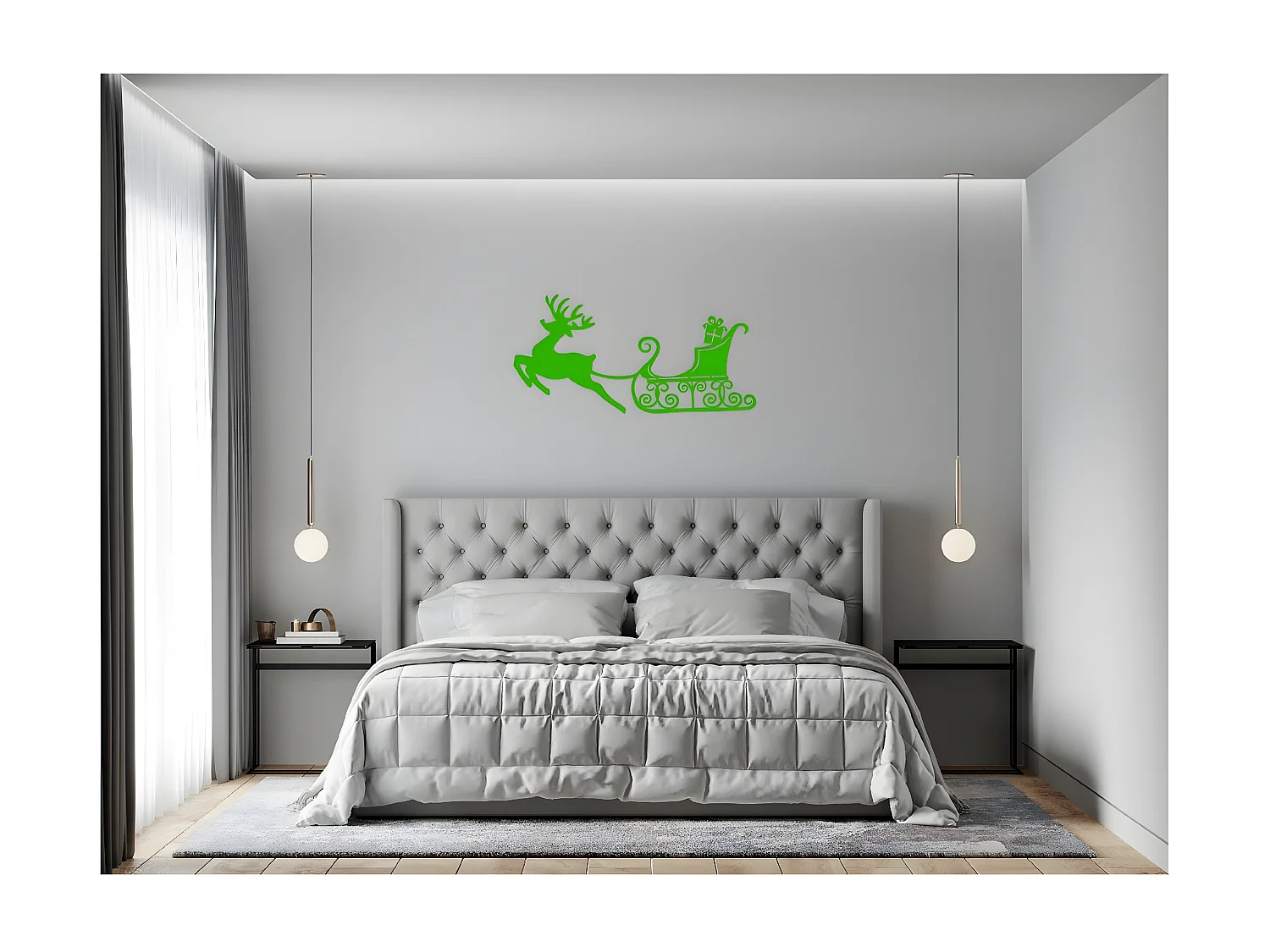 Decorazione in Metallo Slitta 8, Verde, 60x1,5x29 cm, EPIKASA