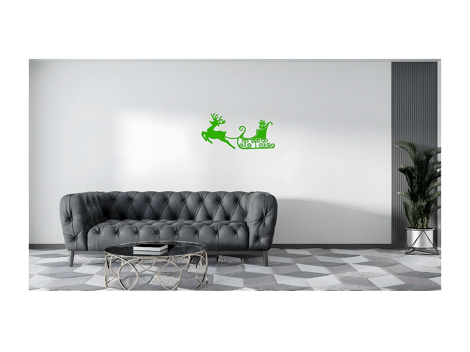 Decorazione in Metallo Slitta 8, Verde, 60x1,5x29 cm, EPIKASA