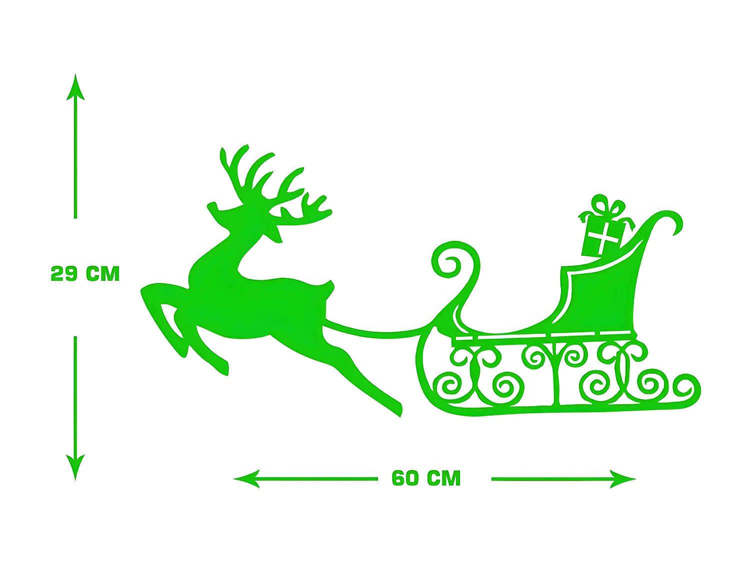 Decorazione in Metallo Slitta 8, Verde, 60x1,5x29 cm, EPIKASA