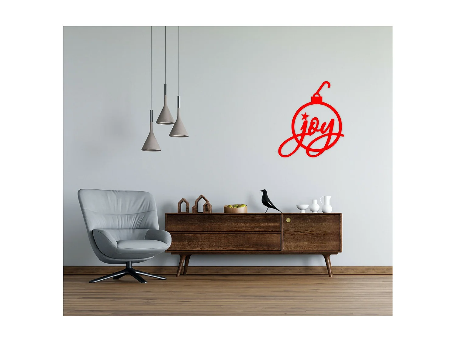 Dekoracja Metalowa Joy 2, Czerwony, 50x1,5x58 cm, EPIKASA