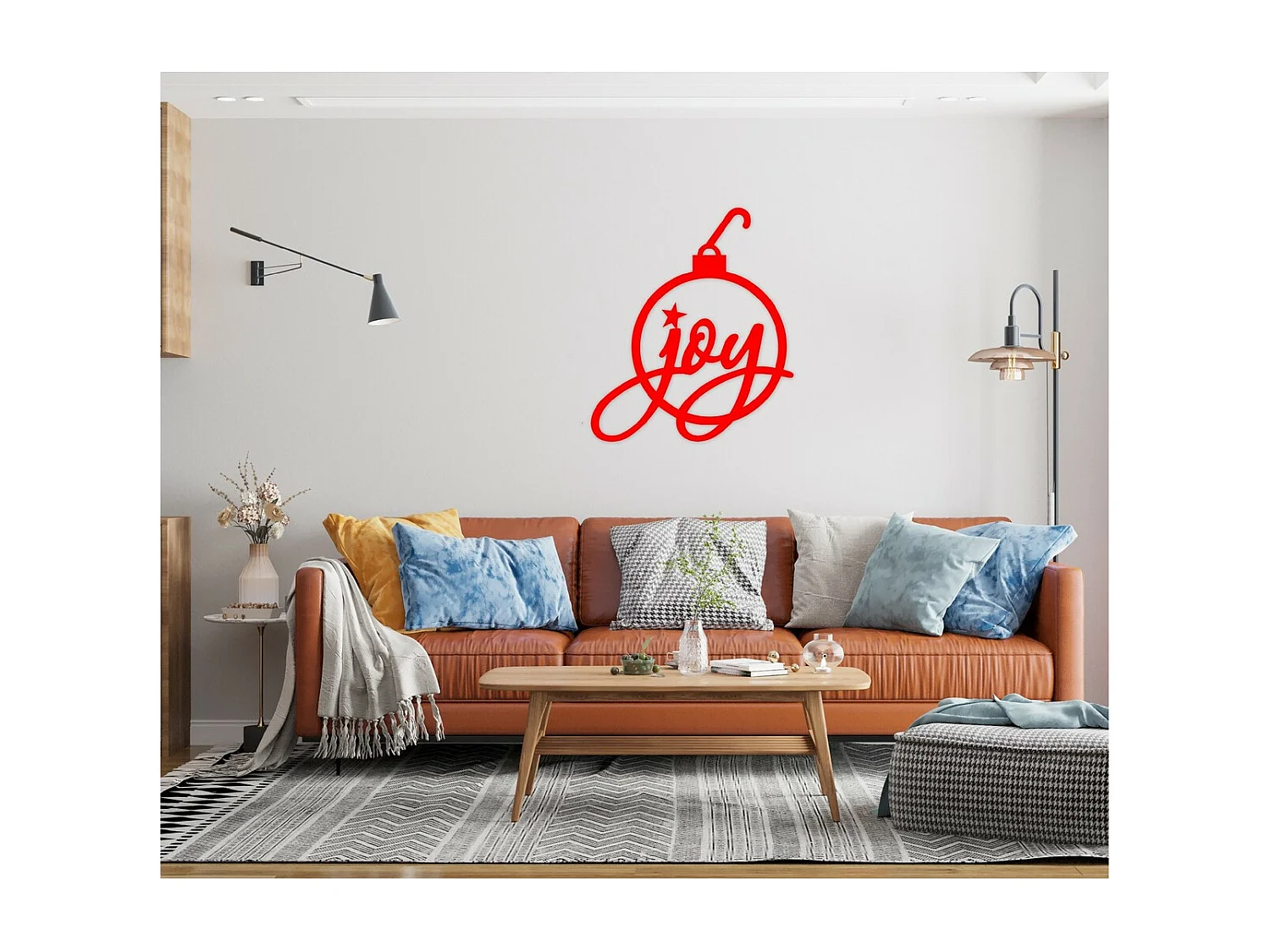 Dekoracja Metalowa Joy 2, Czerwony, 50x1,5x58 cm, EPIKASA