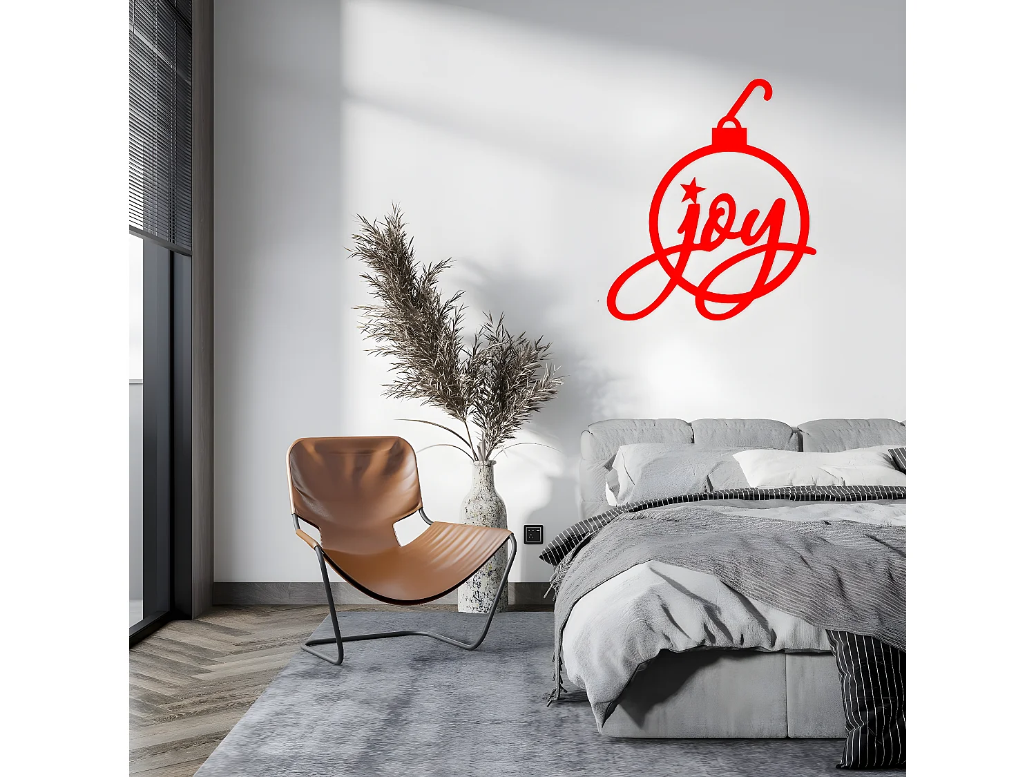 Dekoracja Metalowa Joy 2, Czerwony, 50x1,5x58 cm, EPIKASA