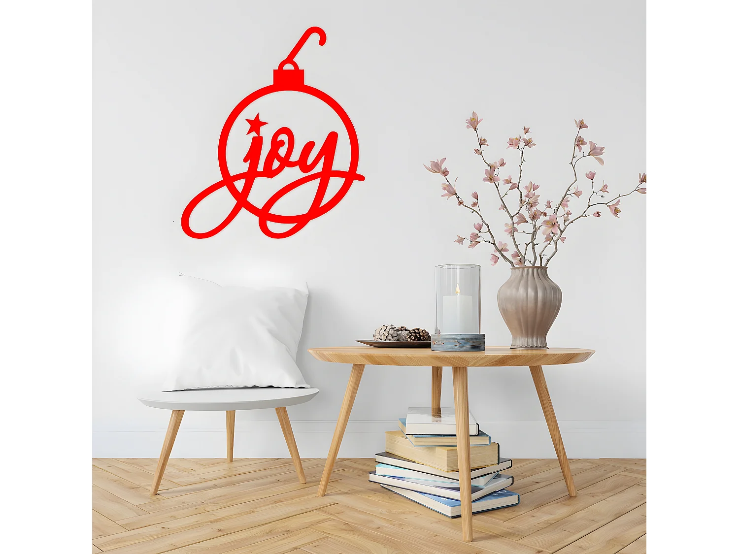 Dekoracja Metalowa Joy 2, Czerwony, 50x1,5x58 cm, EPIKASA