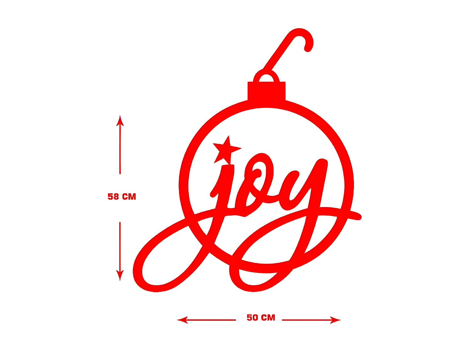 Dekoracja Metalowa Joy 2, Czerwony, 50x1,5x58 cm, EPIKASA