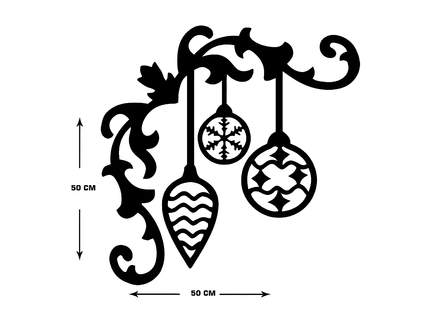 Décoration en Métal Guirlande 2, Noir, 50x1,5x50 cm, EPIKASA