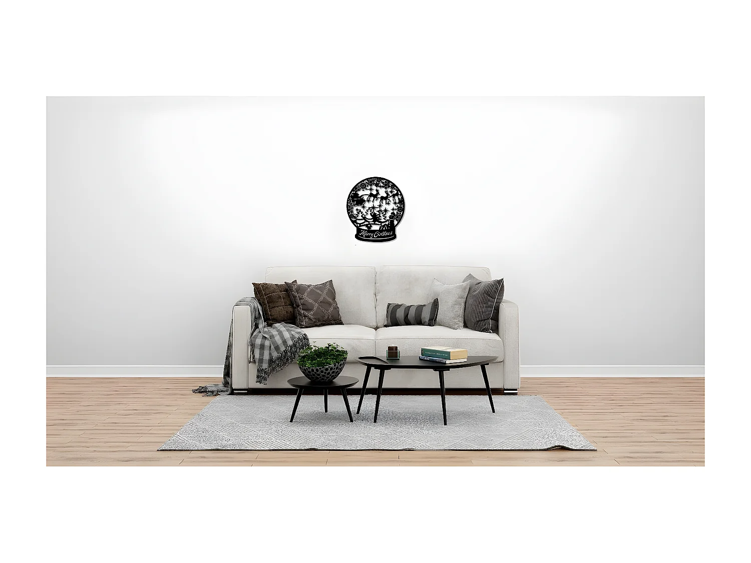 Decorazione in Metallo Palla di Neve, Nero, 54x1,5x60 cm, EPIKASA