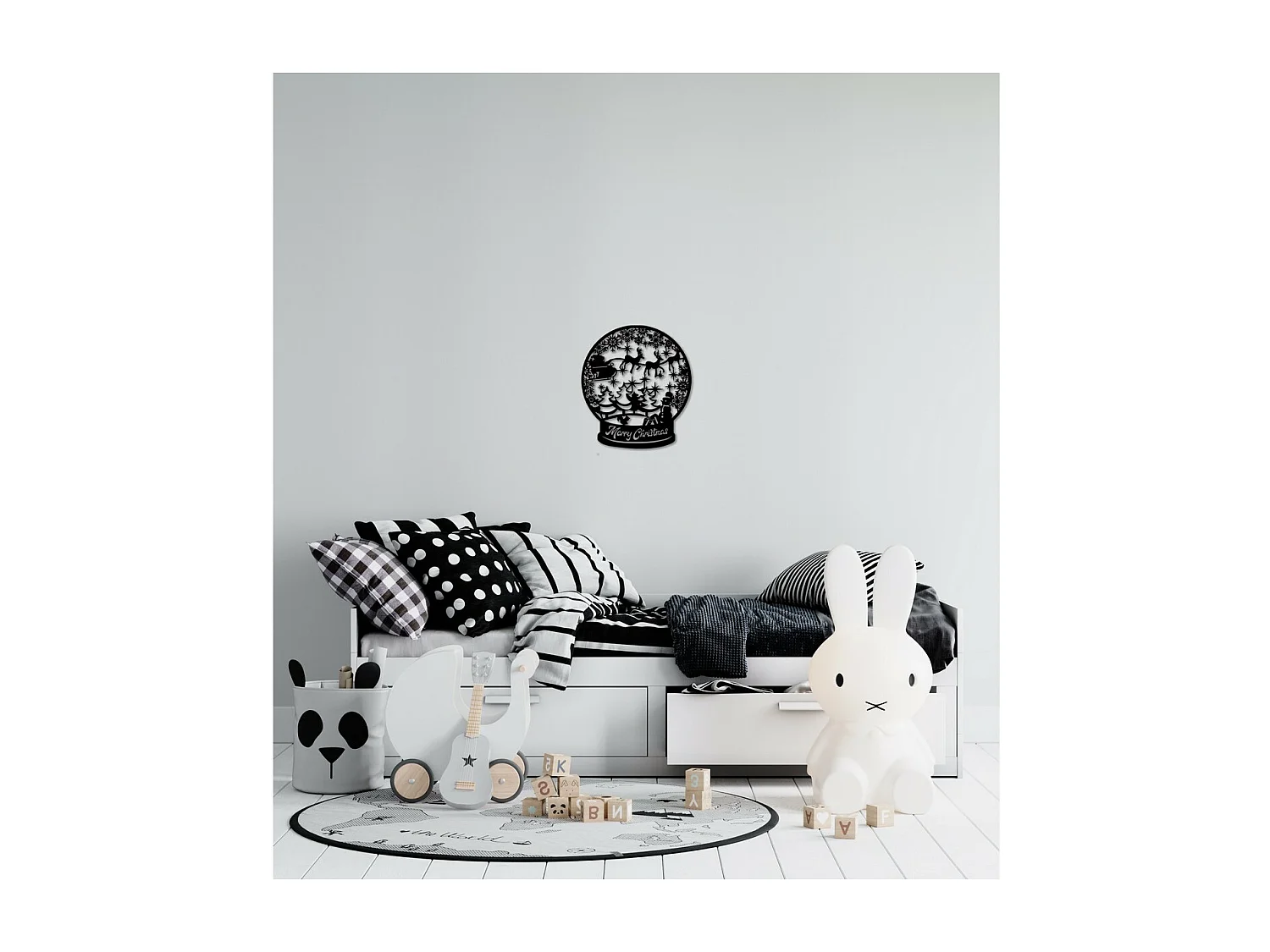 Decorazione in Metallo Palla di Neve, Nero, 54x1,5x60 cm, EPIKASA