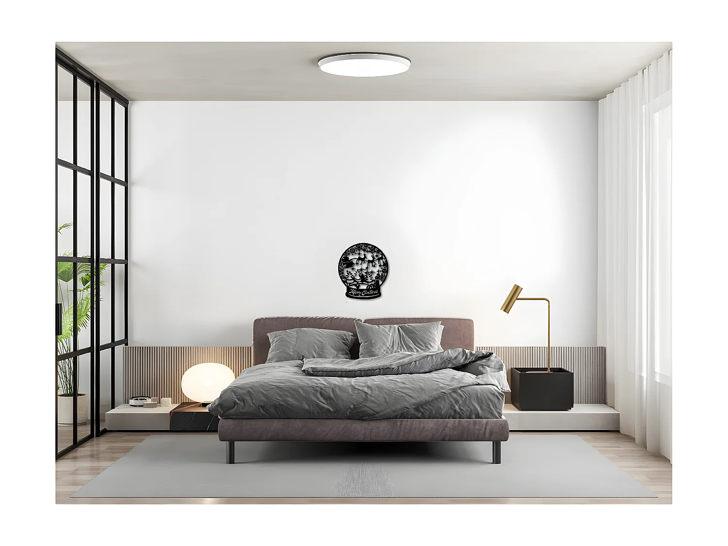 Decorazione in Metallo Palla di Neve, Nero, 54x1,5x60 cm, EPIKASA