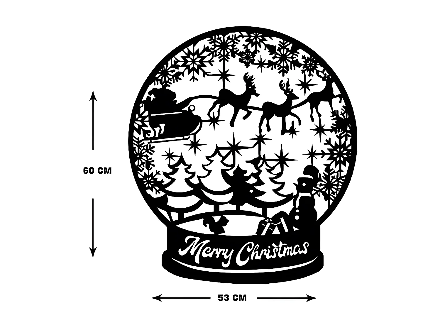 Decorazione in Metallo Palla di Neve, Nero, 54x1,5x60 cm, EPIKASA