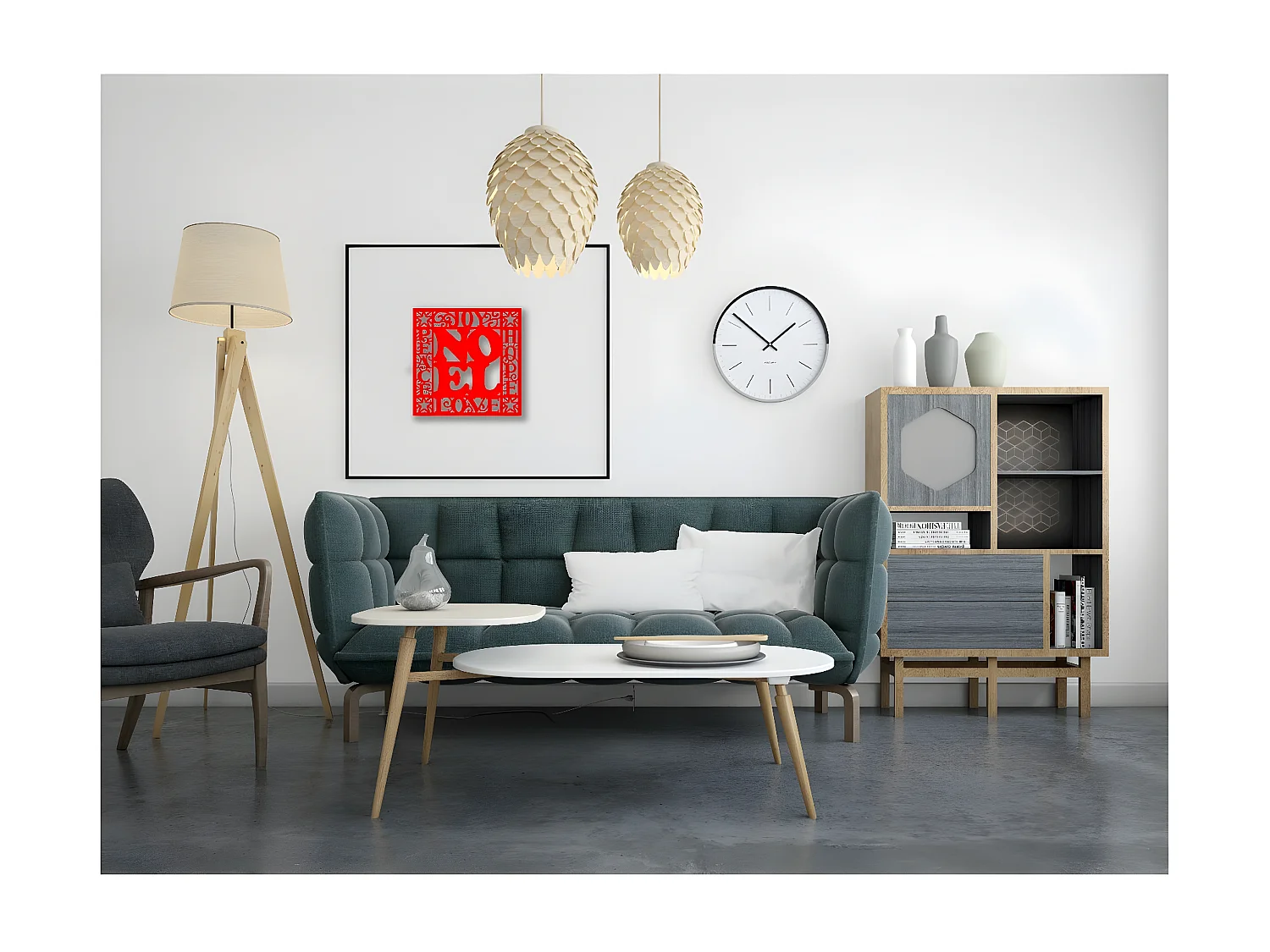 Décoration en Métal Noel 4, Rouge, 61x1,5x60 cm, EPIKASA