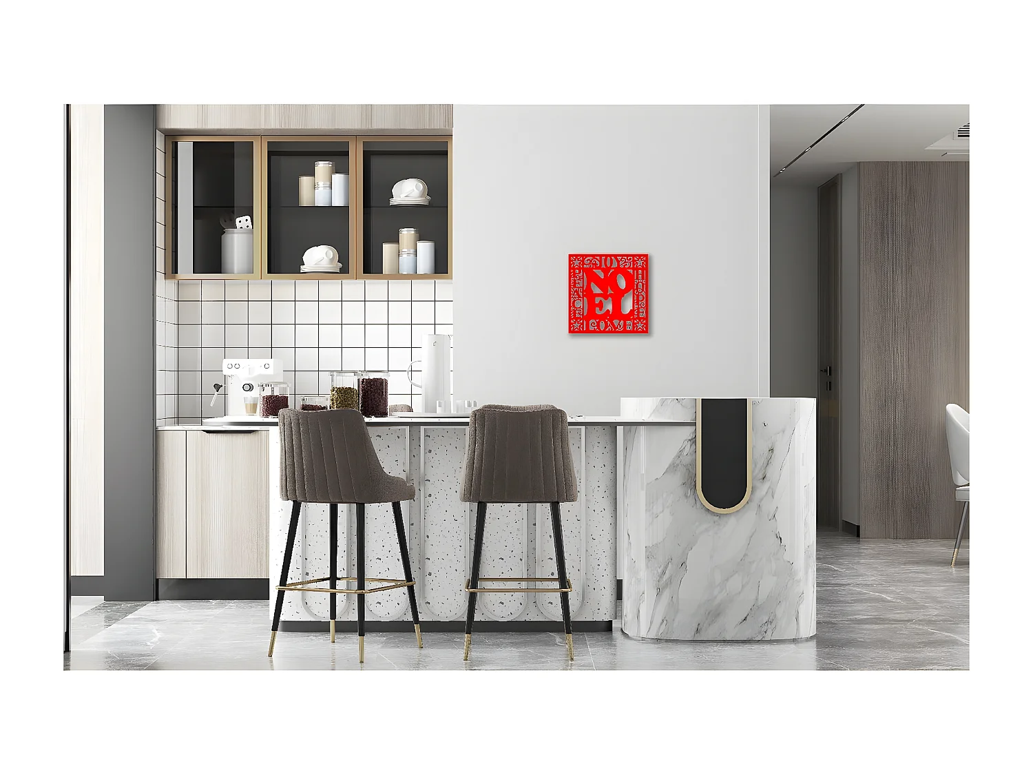 Décoration en Métal Noel 4, Rouge, 61x1,5x60 cm, EPIKASA