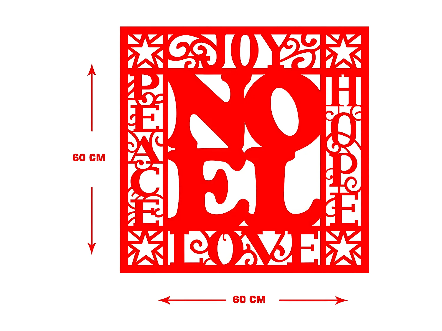 Décoration en Métal Noel 4, Rouge, 61x1,5x60 cm, EPIKASA
