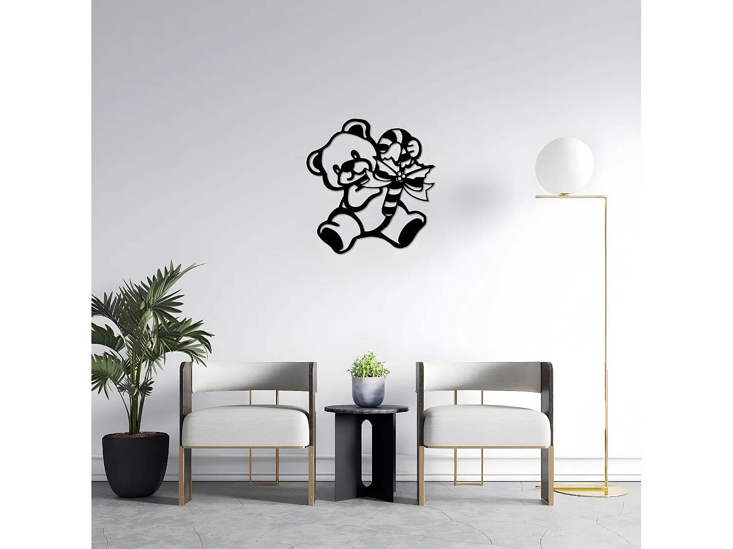 Decoração em Metal Ursinho 4, Preto, 52x1,5x55 cm, EPIKASA