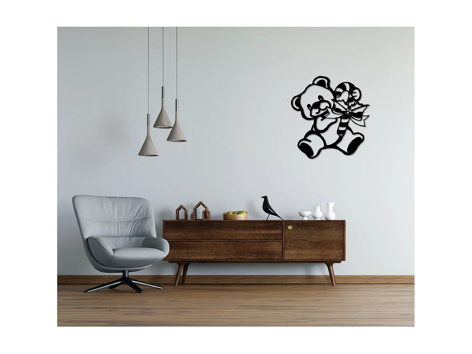 Decoração em Metal Ursinho 4, Preto, 52x1,5x55 cm, EPIKASA