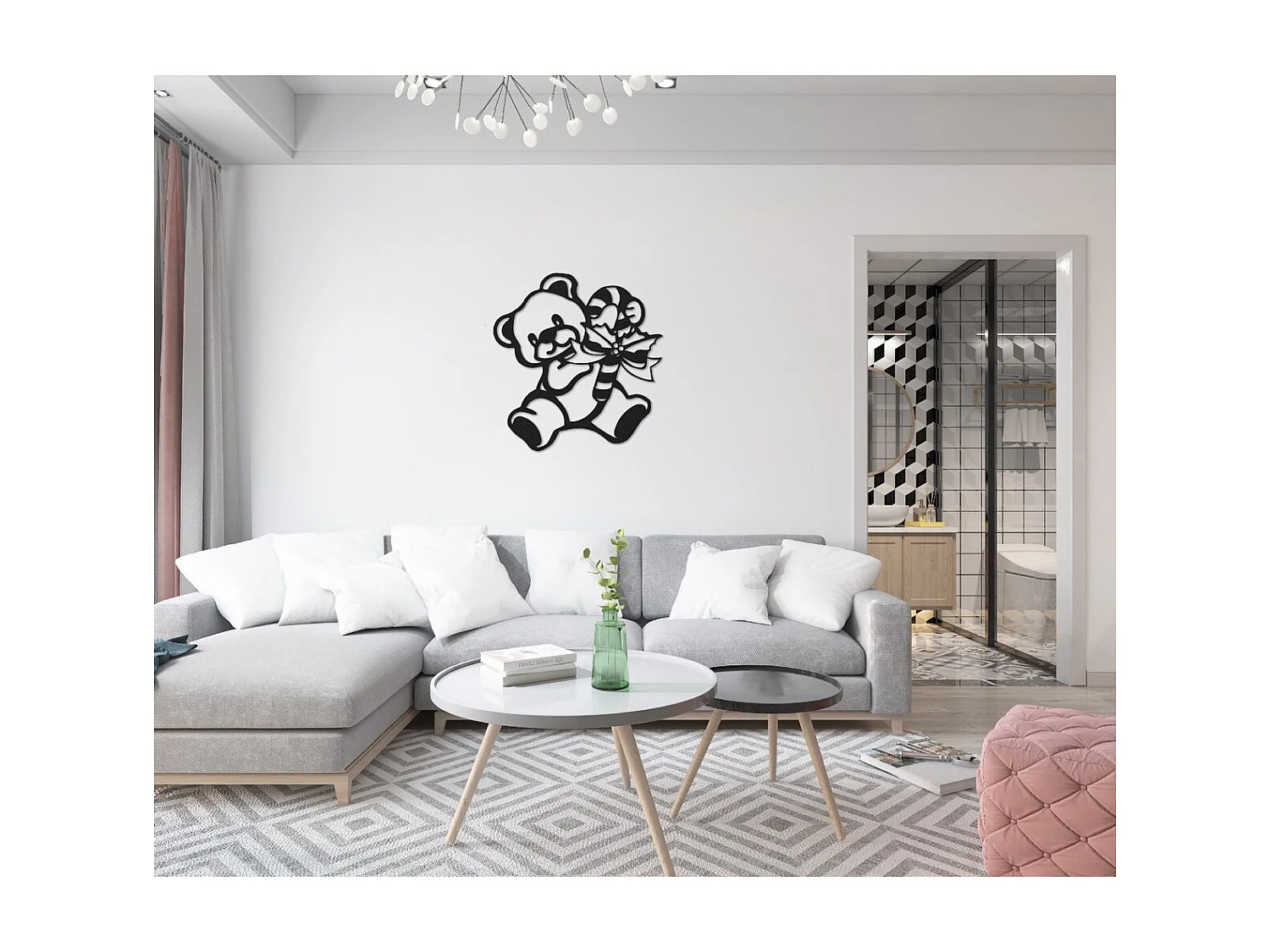 Decoração em Metal Ursinho 4, Preto, 52x1,5x55 cm, EPIKASA