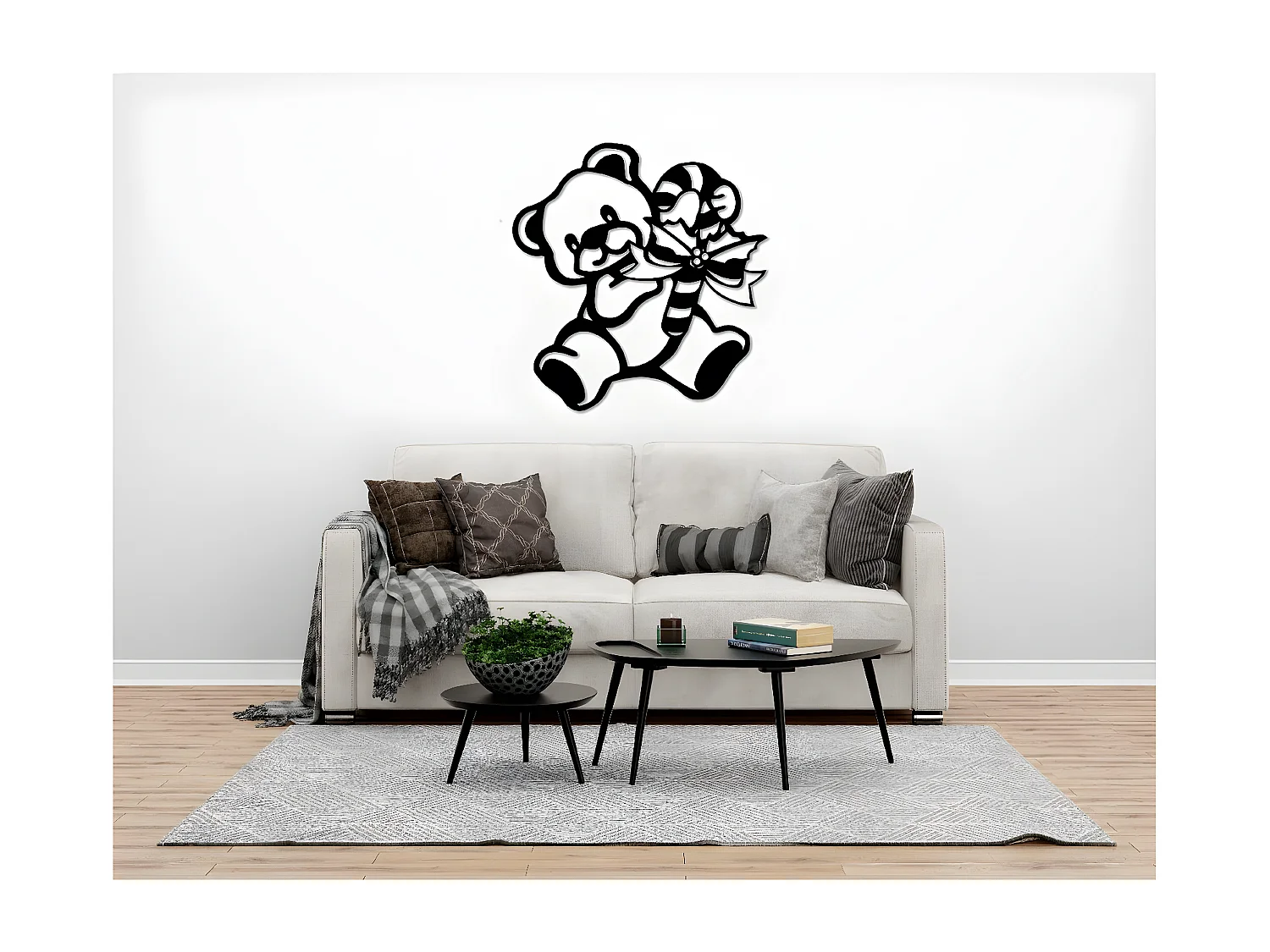 Decoração em Metal Ursinho 4, Preto, 52x1,5x55 cm, EPIKASA