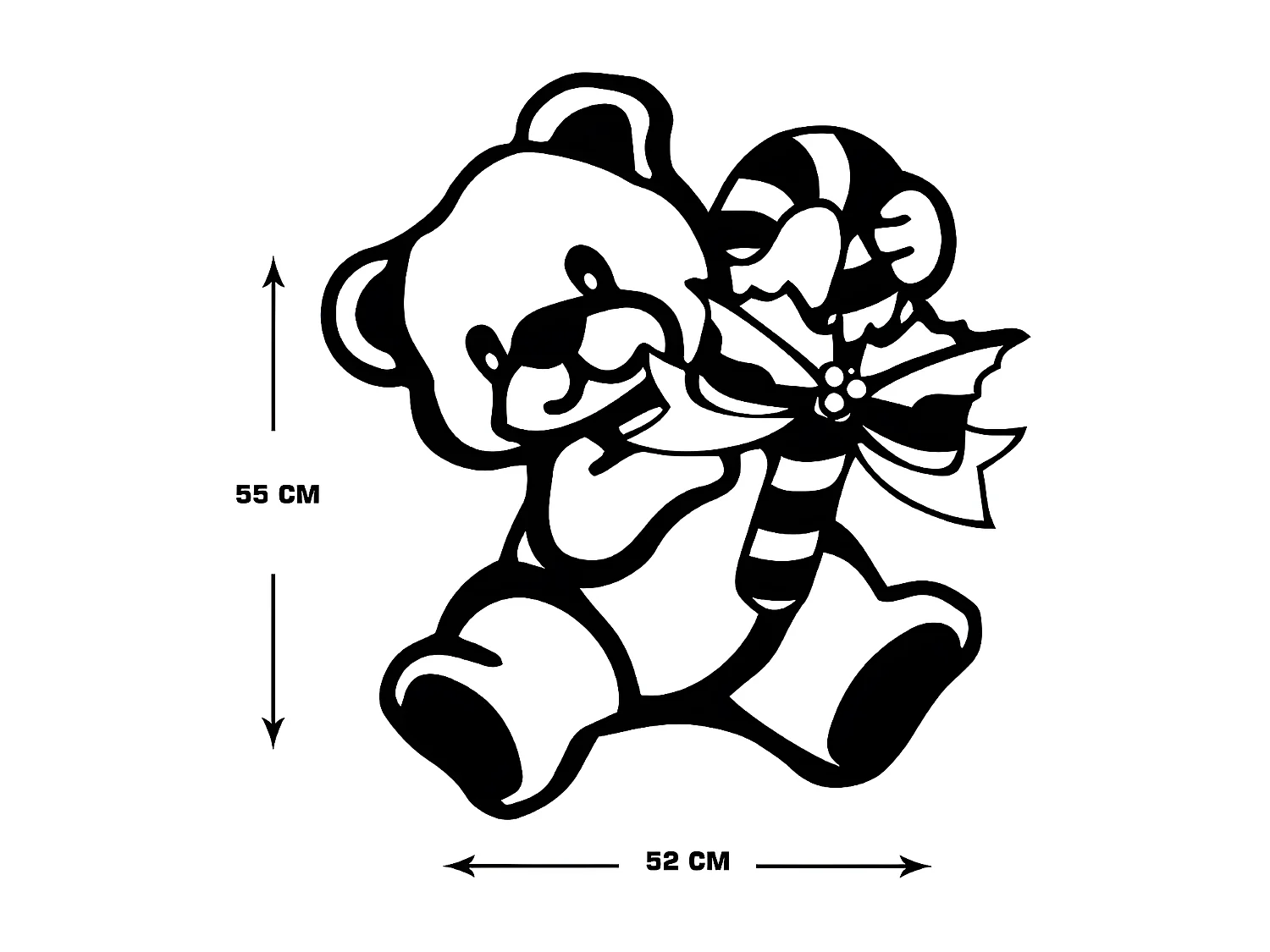 Decoração em Metal Ursinho 4, Preto, 52x1,5x55 cm, EPIKASA