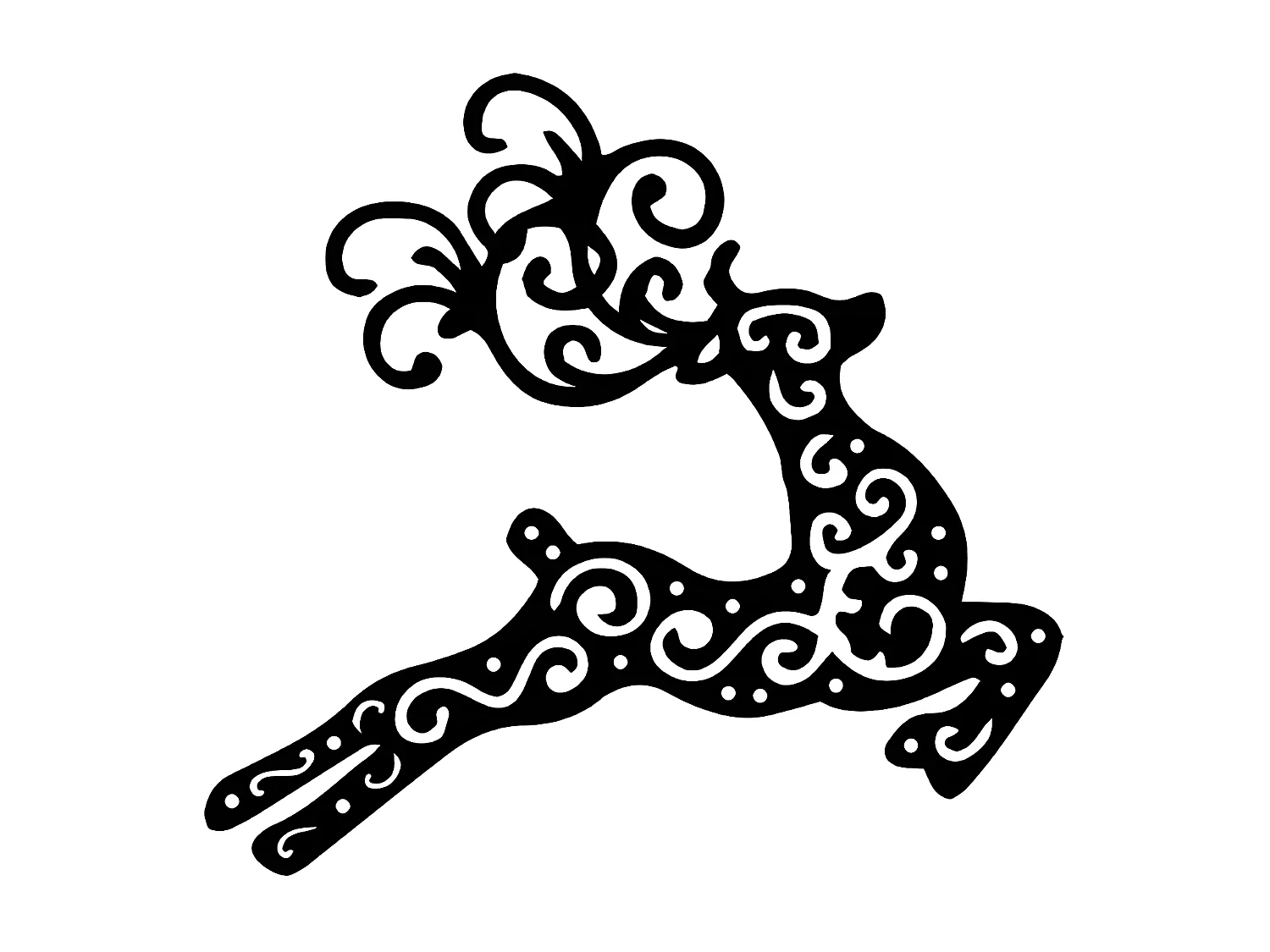 Décoration en Métal Renne 1, Noir, 64x1,5x60 cm, EPIKASA