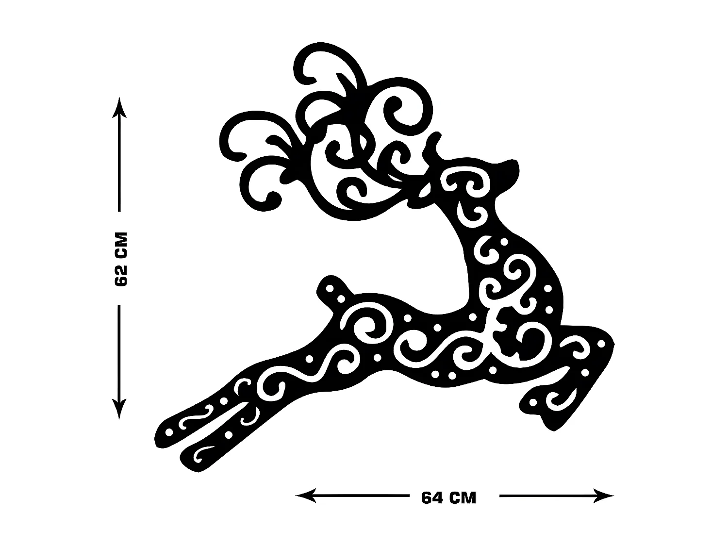 Décoration en Métal Renne 1, Noir, 64x1,5x60 cm, EPIKASA