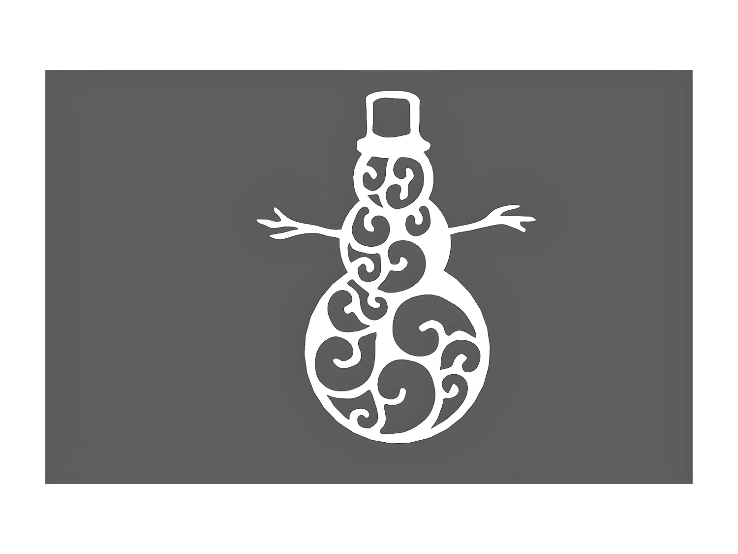 Decoração em Metal Boneco de Neve 5, Branco, 48x1,5x60 cm, EPIKASA