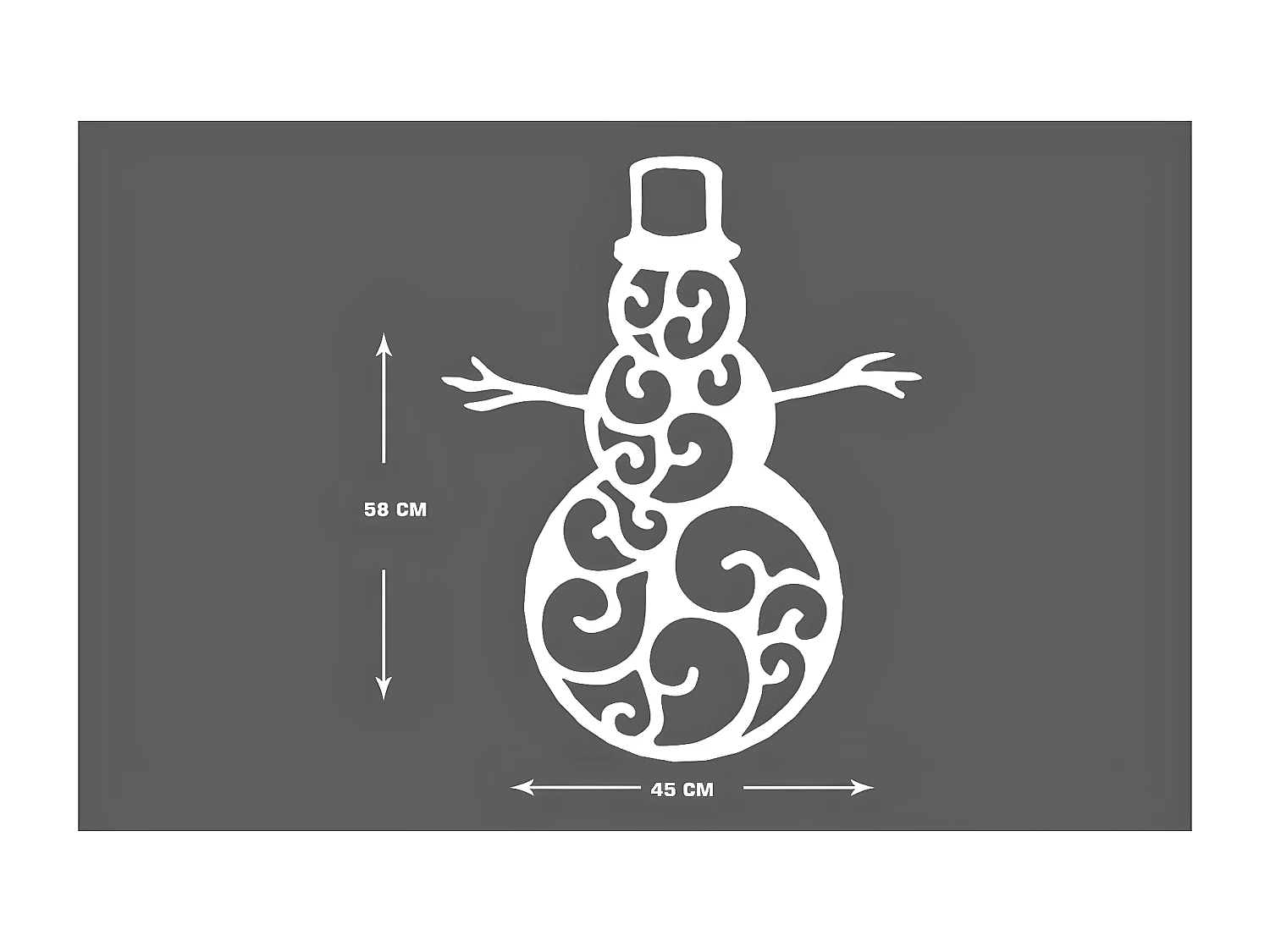 Decoração em Metal Boneco de Neve 5, Branco, 48x1,5x60 cm, EPIKASA