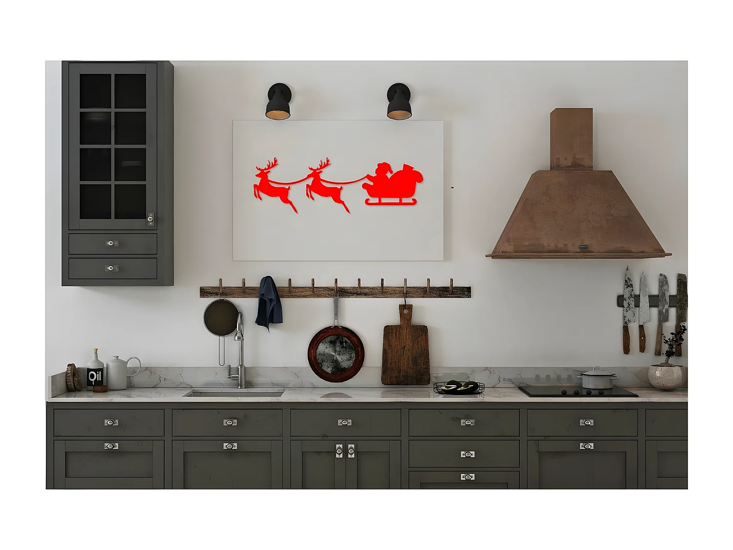 Décoration en Métal Traîneau 14, Rouge, 91x1,5x30 cm, EPIKASA