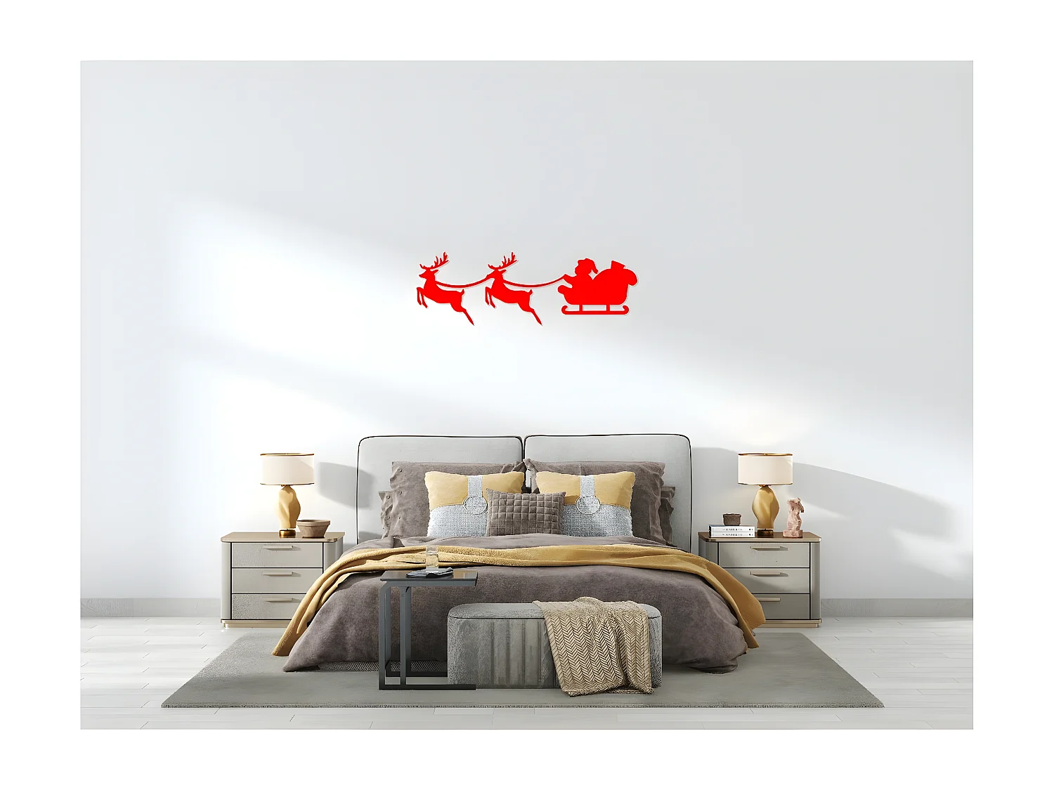 Décoration en Métal Traîneau 14, Rouge, 91x1,5x30 cm, EPIKASA