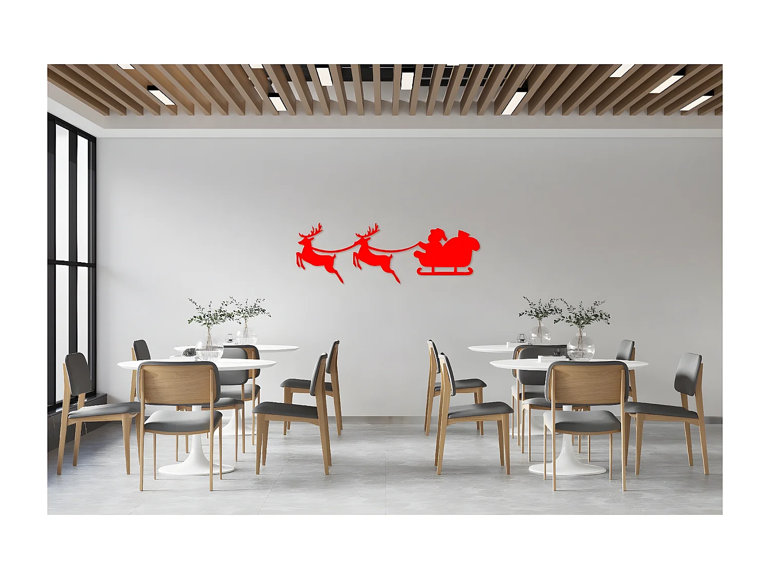 Décoration en Métal Traîneau 14, Rouge, 91x1,5x30 cm, EPIKASA