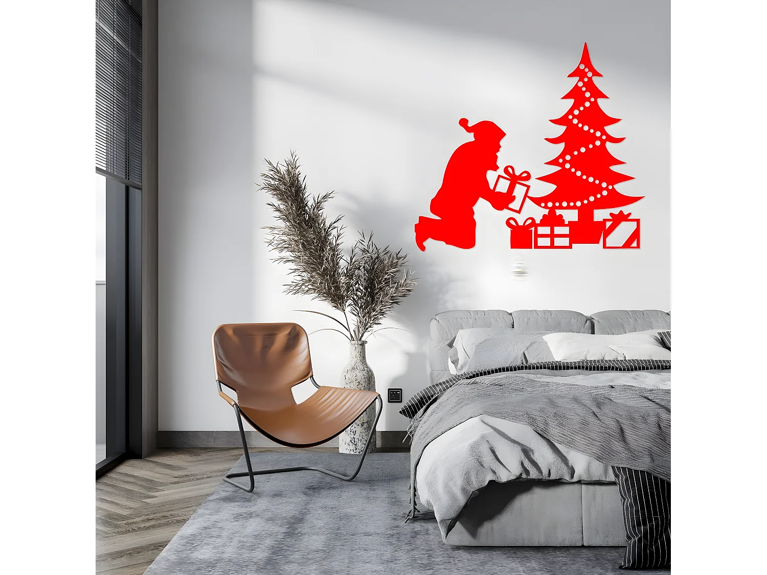 Dekoracja Metalowa Ojciec Gwiazdka 2, Czerwony, 90x1,5x82 cm, EPIKASA