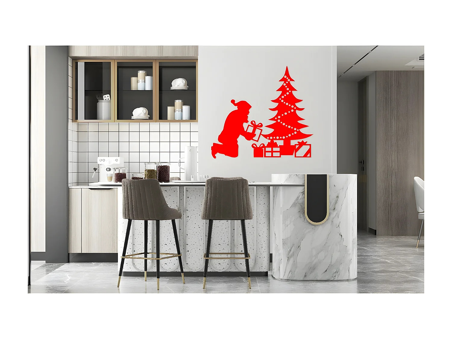 Dekoracja Metalowa Ojciec Gwiazdka 2, Czerwony, 90x1,5x82 cm, EPIKASA