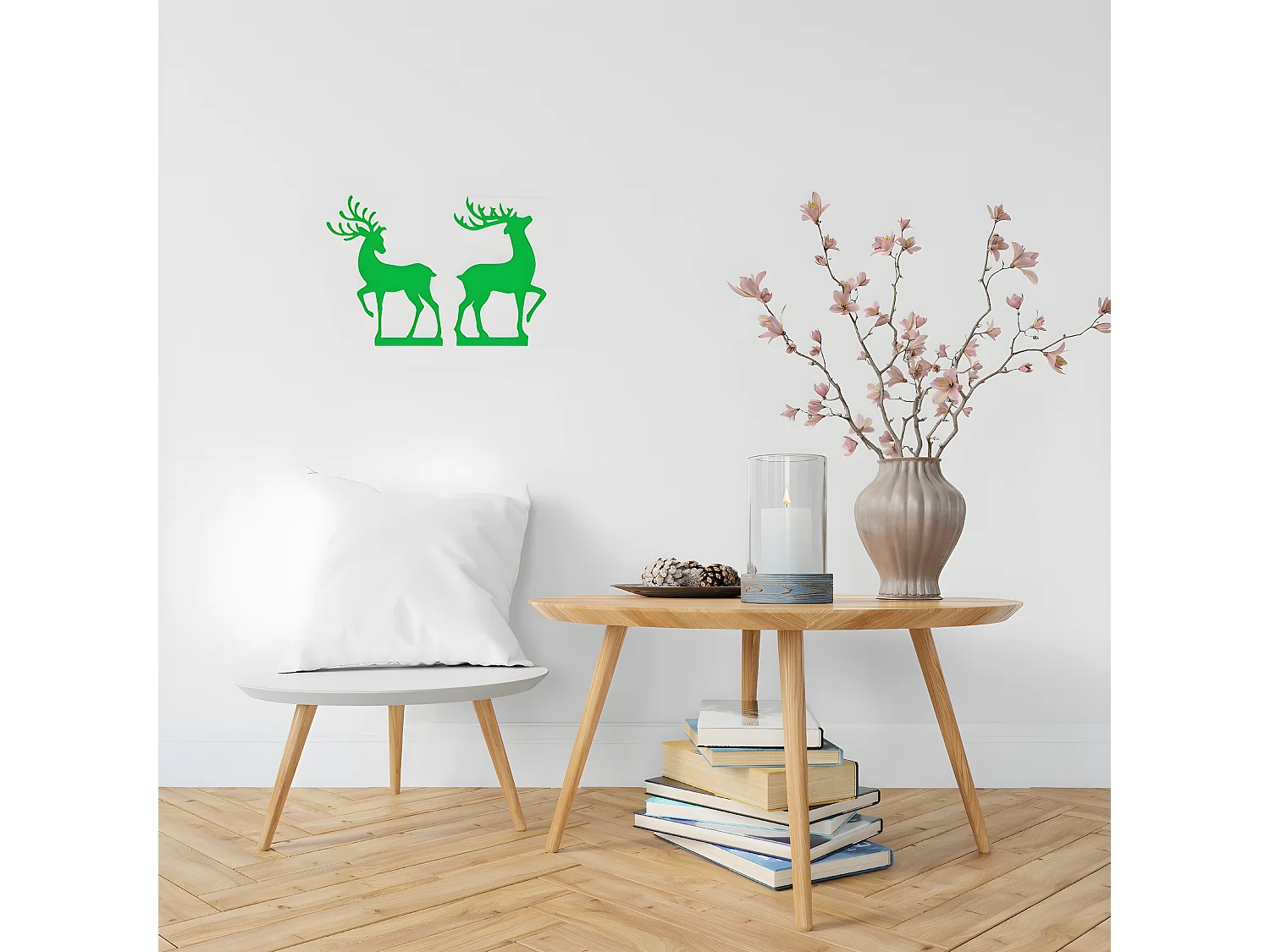 Décoration en Métal Renne 7, Vert, 46x1,5x60 cm, EPIKASA