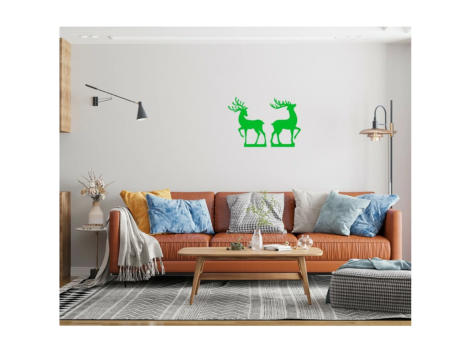 Décoration en Métal Renne 7, Vert, 46x1,5x60 cm, EPIKASA