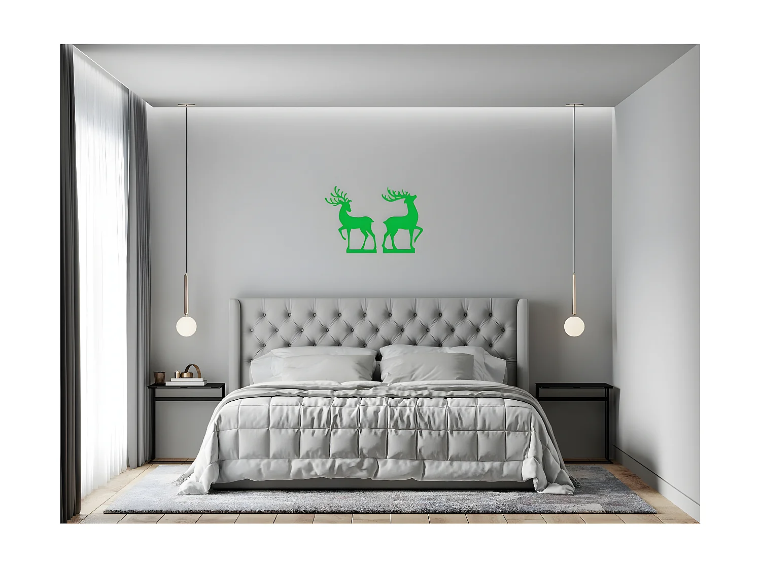 Décoration en Métal Renne 7, Vert, 46x1,5x60 cm, EPIKASA