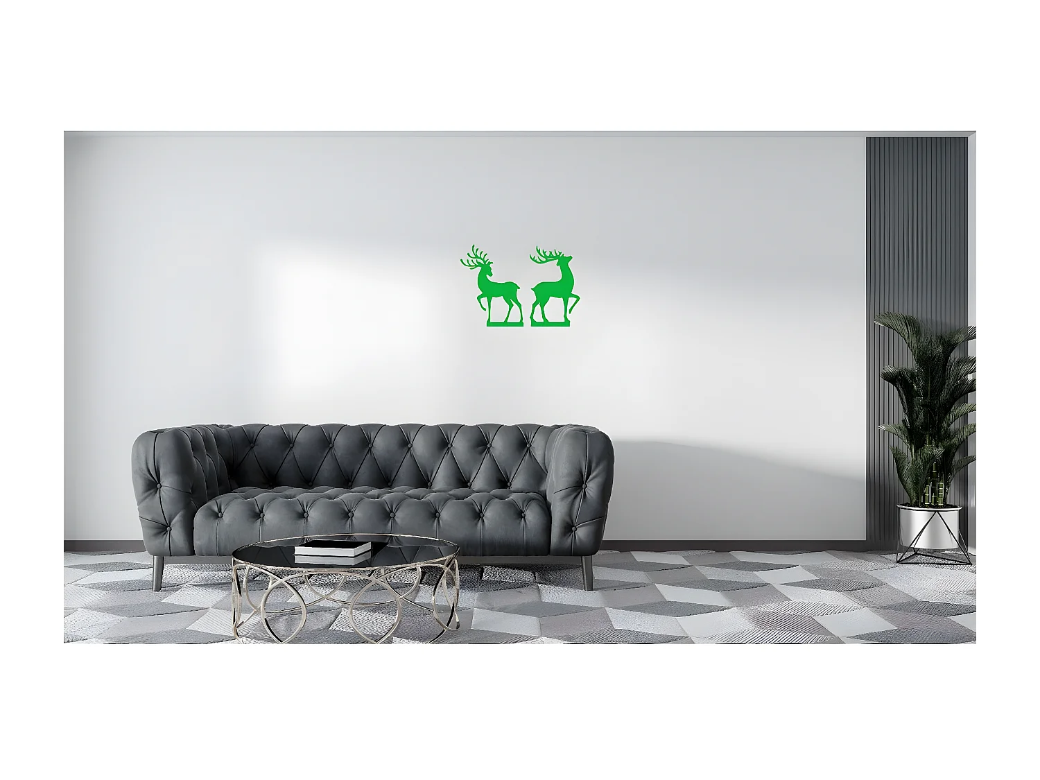 Décoration en Métal Renne 7, Vert, 46x1,5x60 cm, EPIKASA