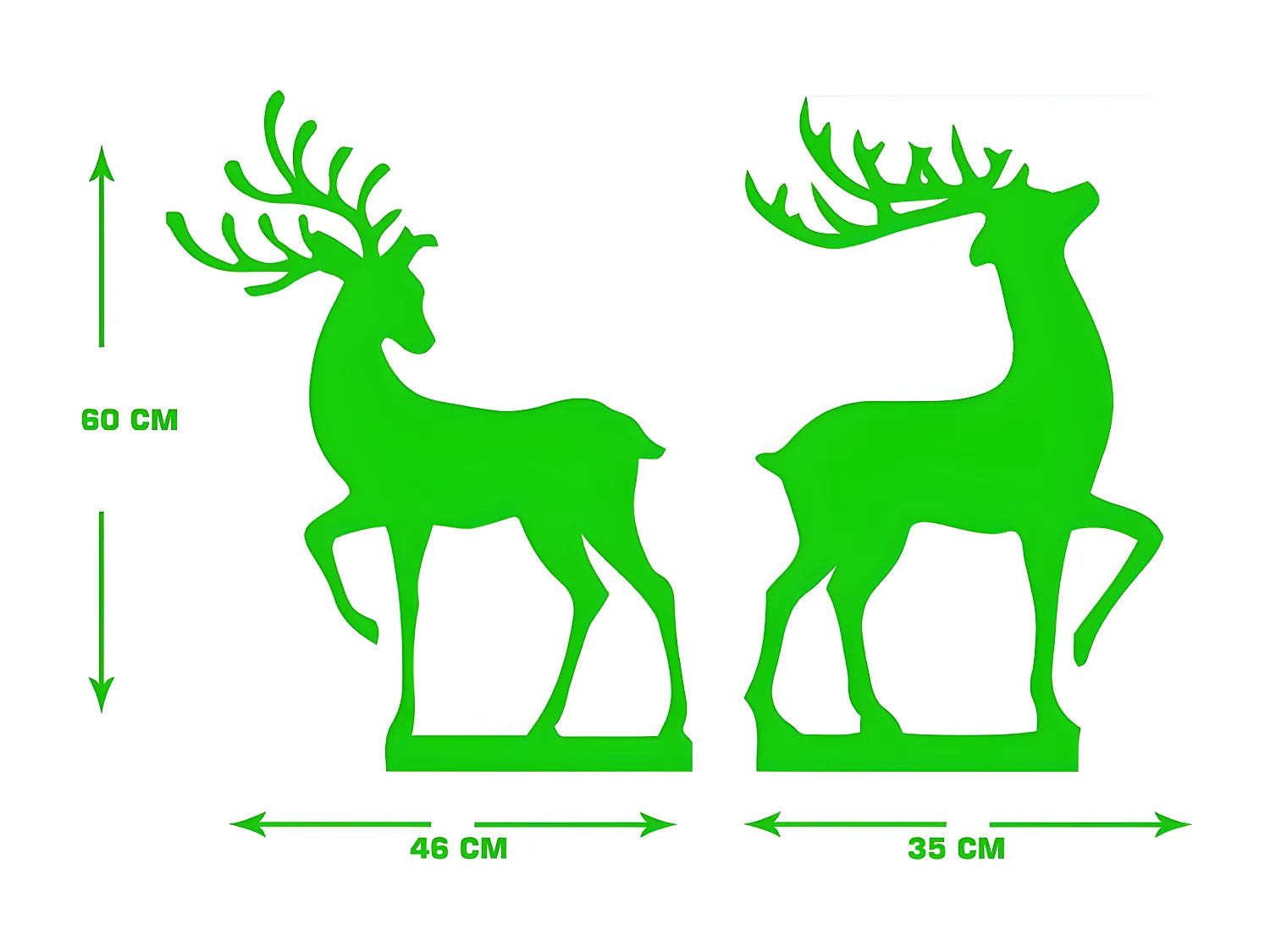 Décoration en Métal Renne 7, Vert, 46x1,5x60 cm, EPIKASA