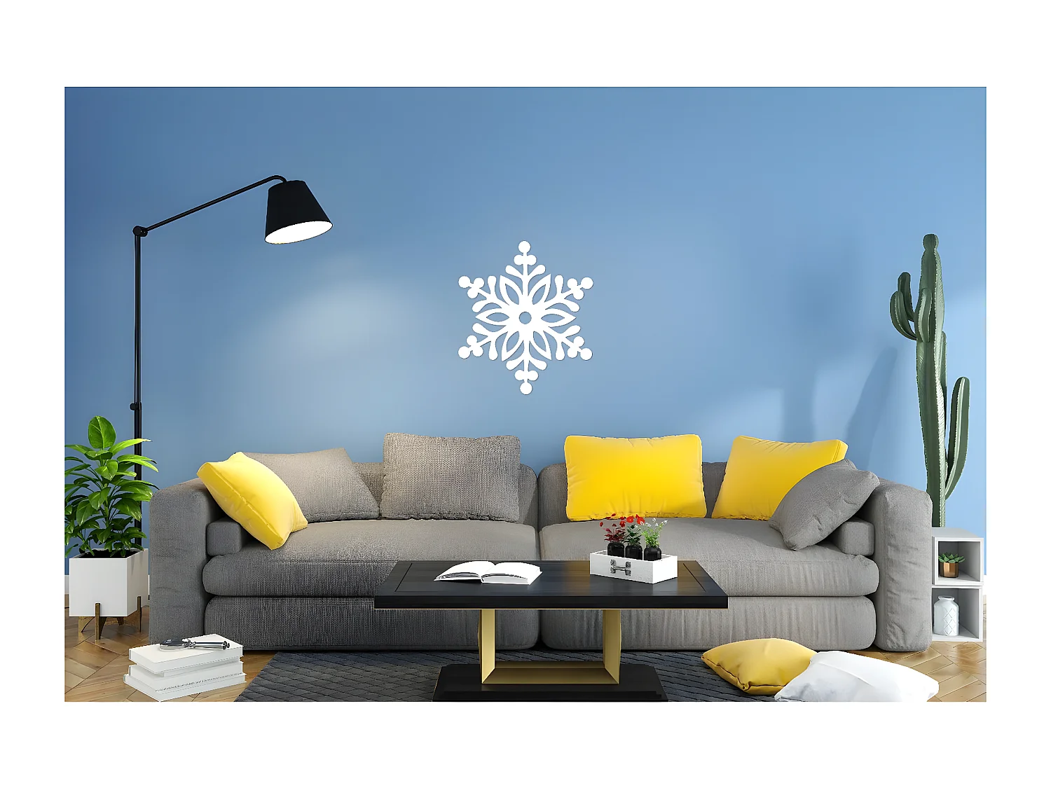 Décoration en Métal Flocon de Neige 3, Blanc, 50x1,5x57 cm, EPIKASA