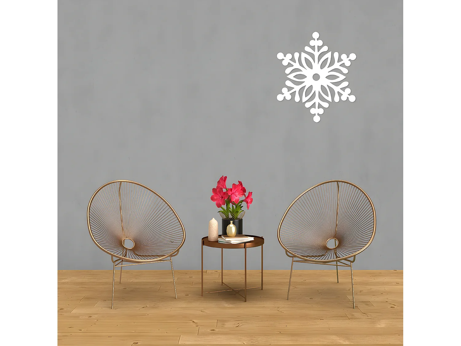 Décoration en Métal Flocon de Neige 3, Blanc, 50x1,5x57 cm, EPIKASA