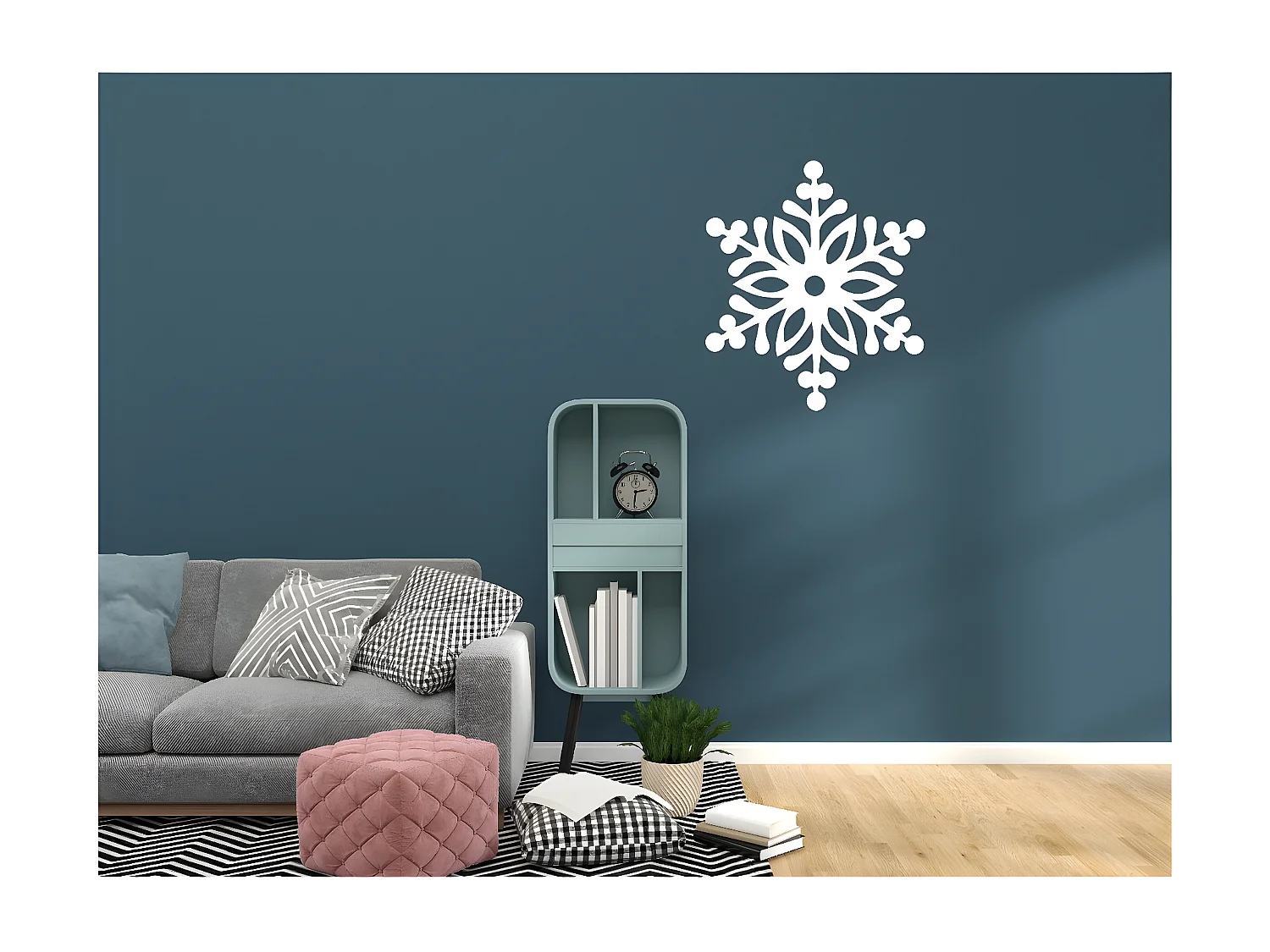 Décoration en Métal Flocon de Neige 3, Blanc, 50x1,5x57 cm, EPIKASA