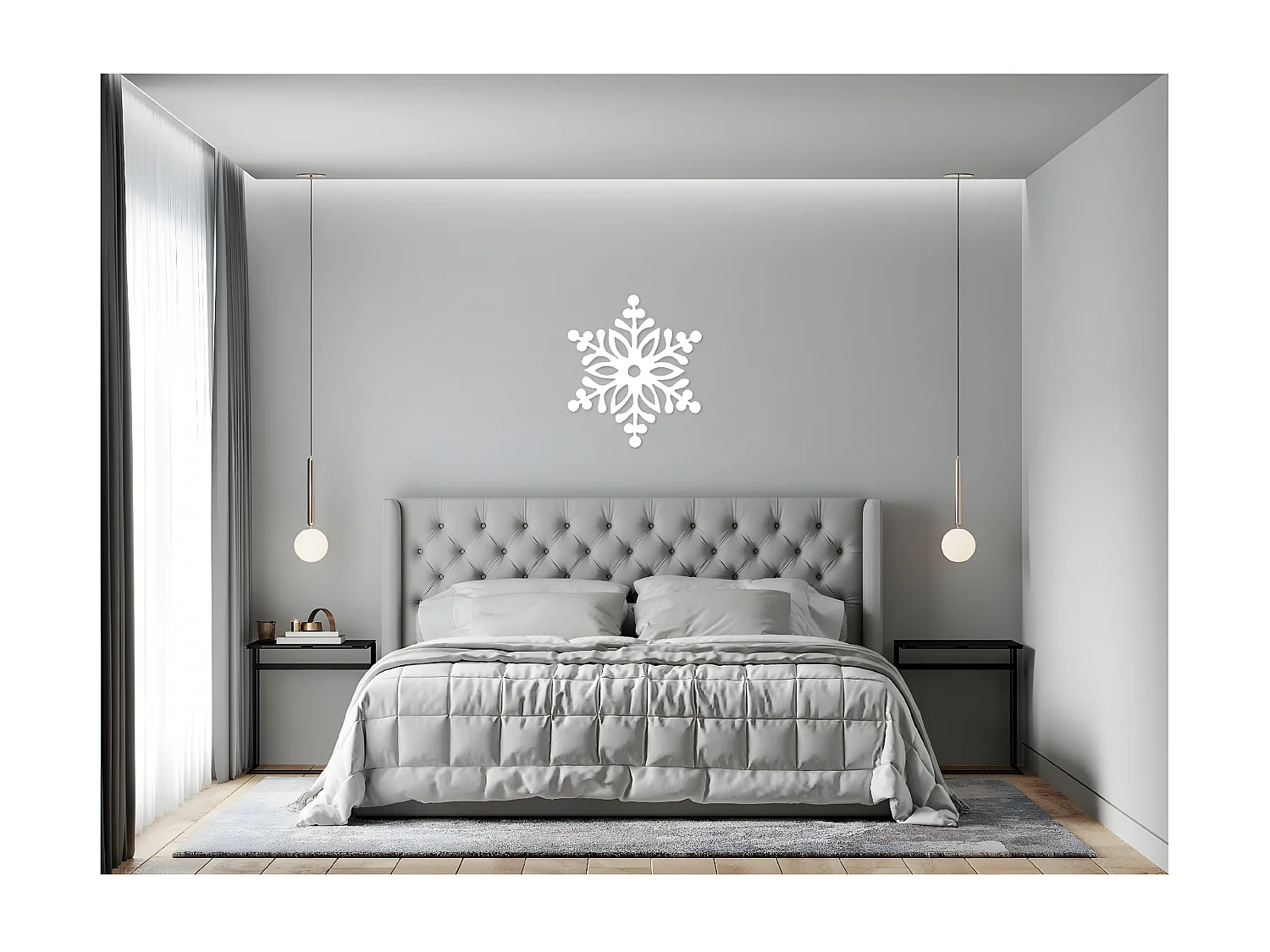 Décoration en Métal Flocon de Neige 3, Blanc, 50x1,5x57 cm, EPIKASA