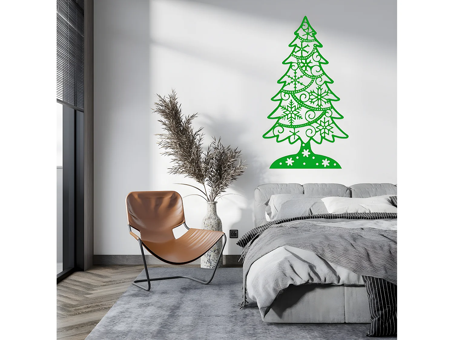 Decorazione in Metallo Albero di Natale 1, Verde, 56x1,5x100 cm, EPIKASA