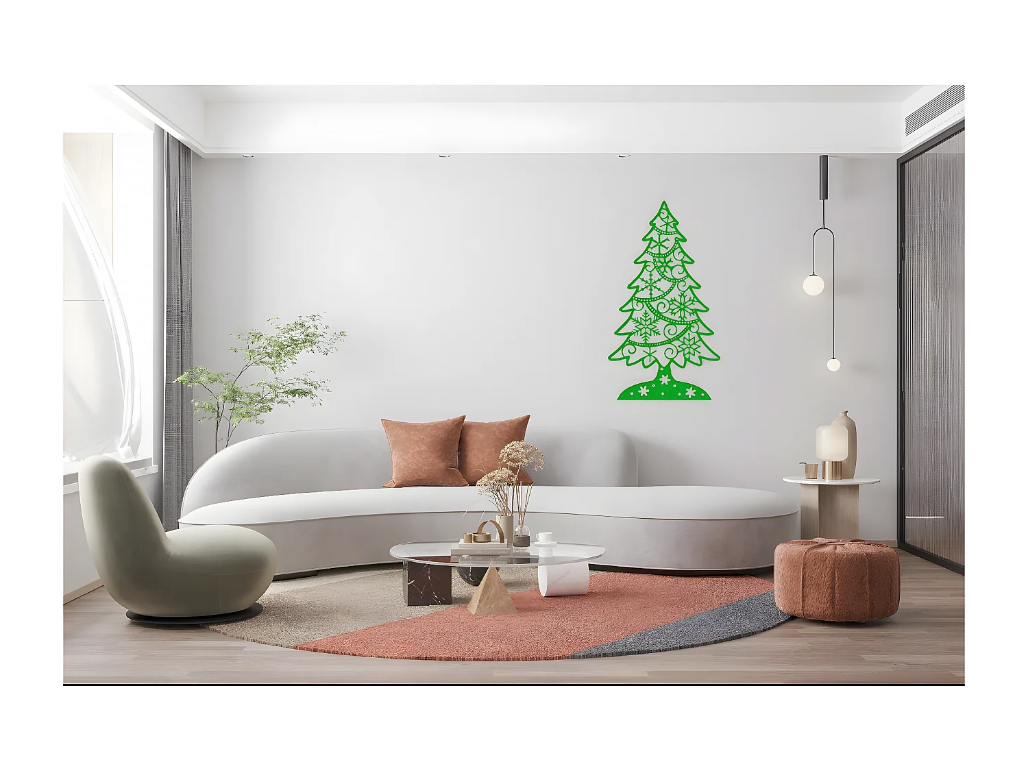 Decorazione in Metallo Albero di Natale 1, Verde, 56x1,5x100 cm, EPIKASA