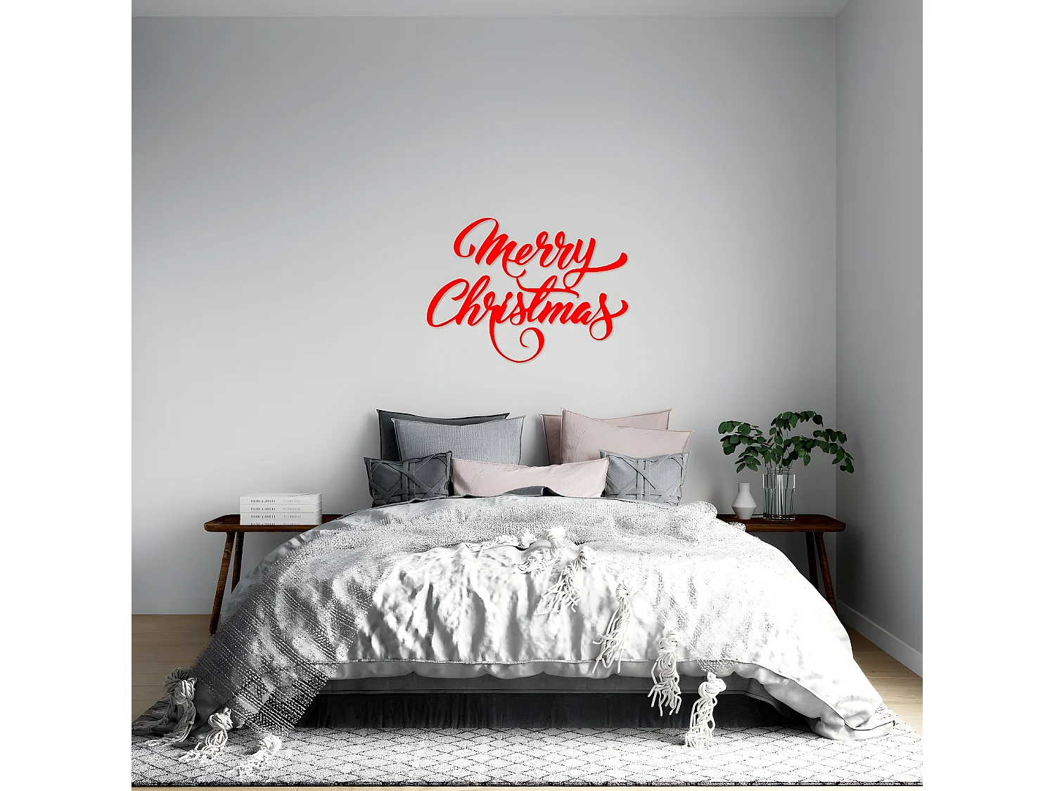 Décoration en Métal Père Noël 6, Rouge, 60x1,5x43 cm, EPIKASA