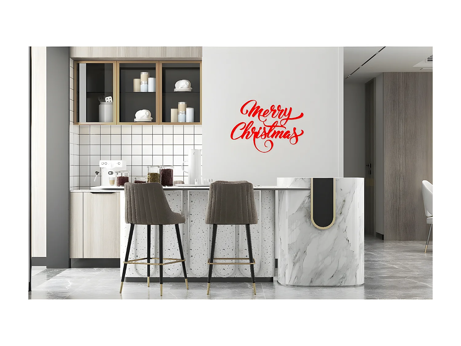 Décoration en Métal Père Noël 6, Rouge, 60x1,5x43 cm, EPIKASA