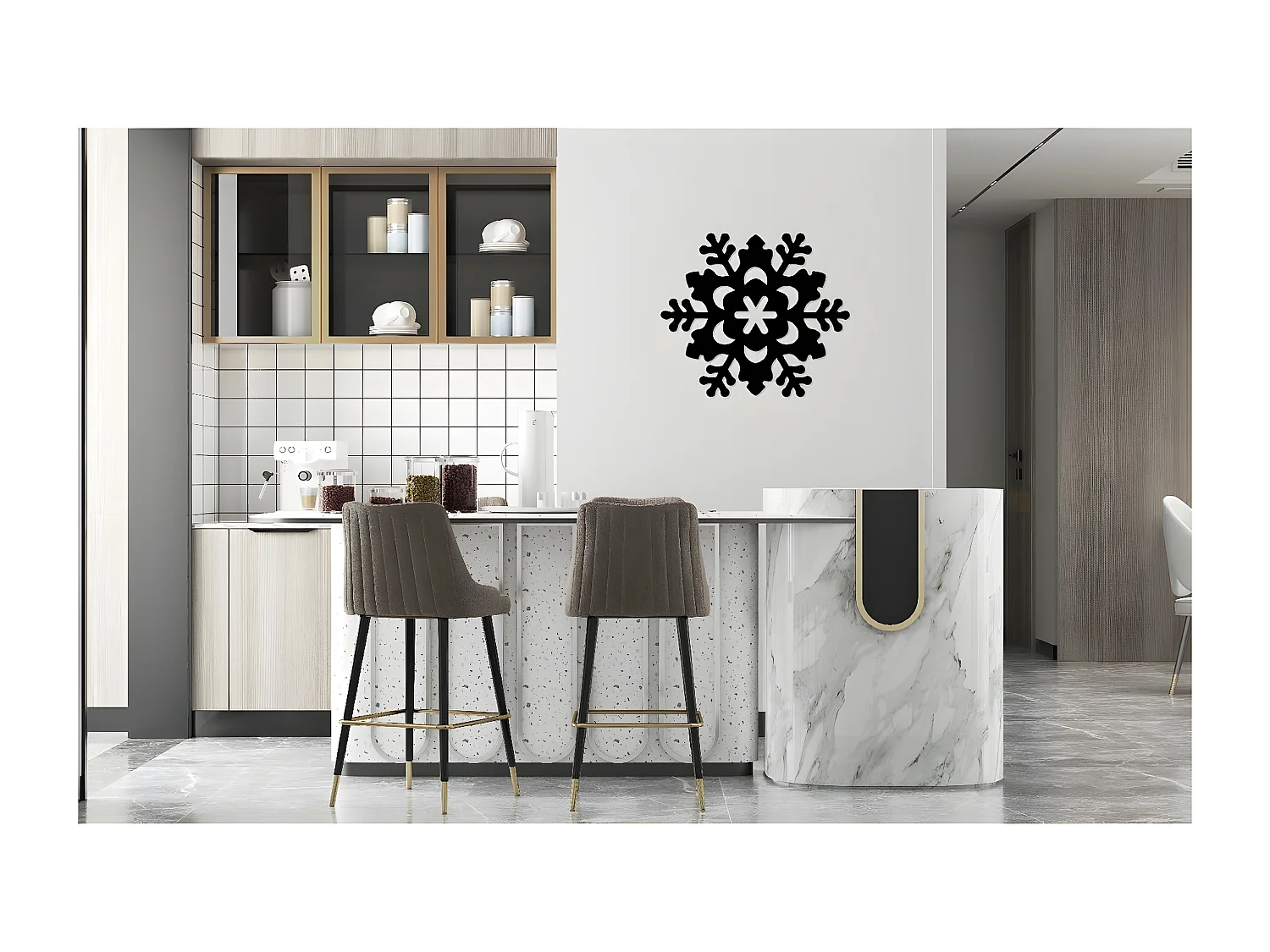 Décoration en Métal Flocon de Neige 4, Noir, 50x1,5x44 cm, EPIKASA