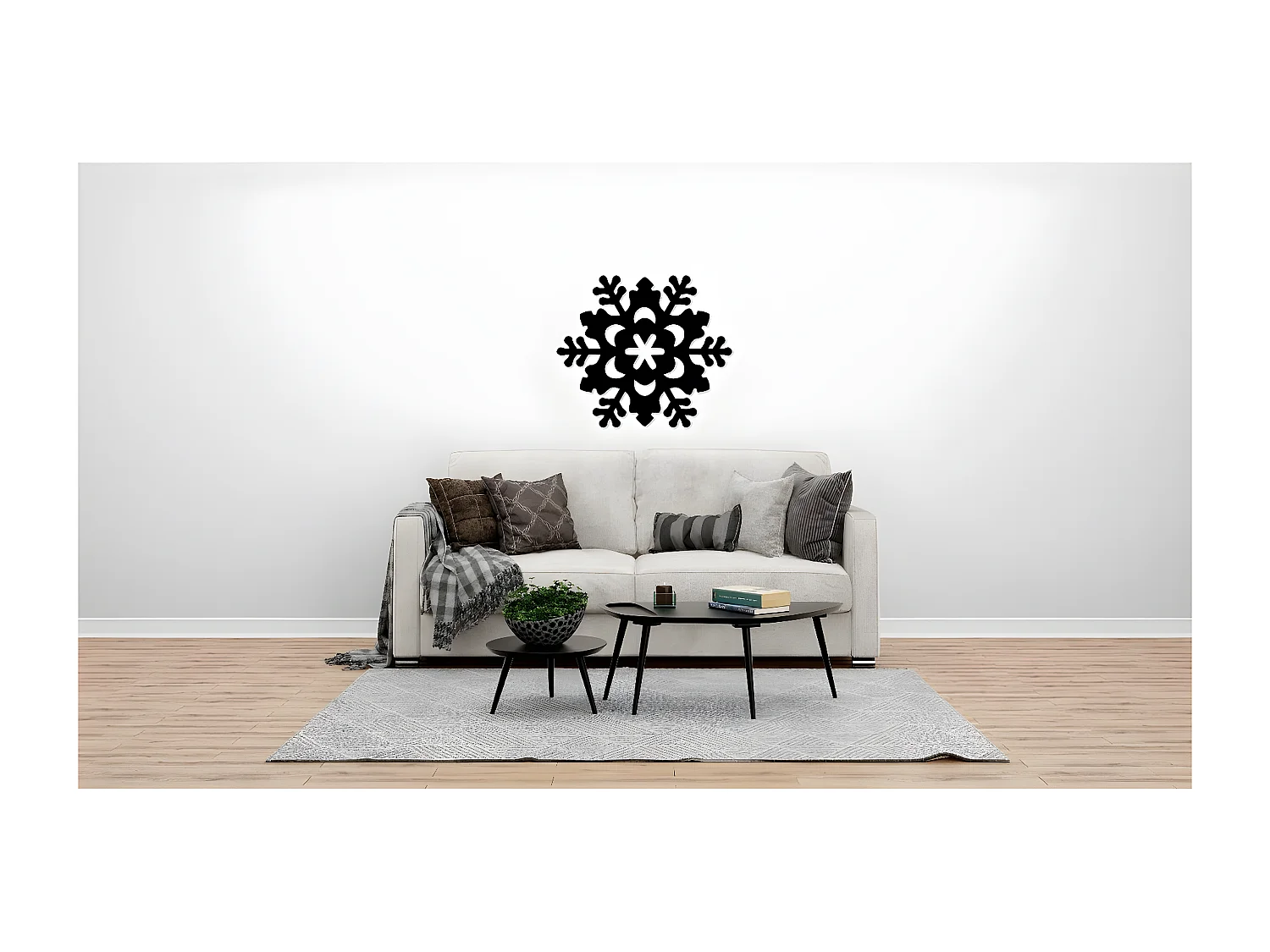 Décoration en Métal Flocon de Neige 4, Noir, 50x1,5x44 cm, EPIKASA