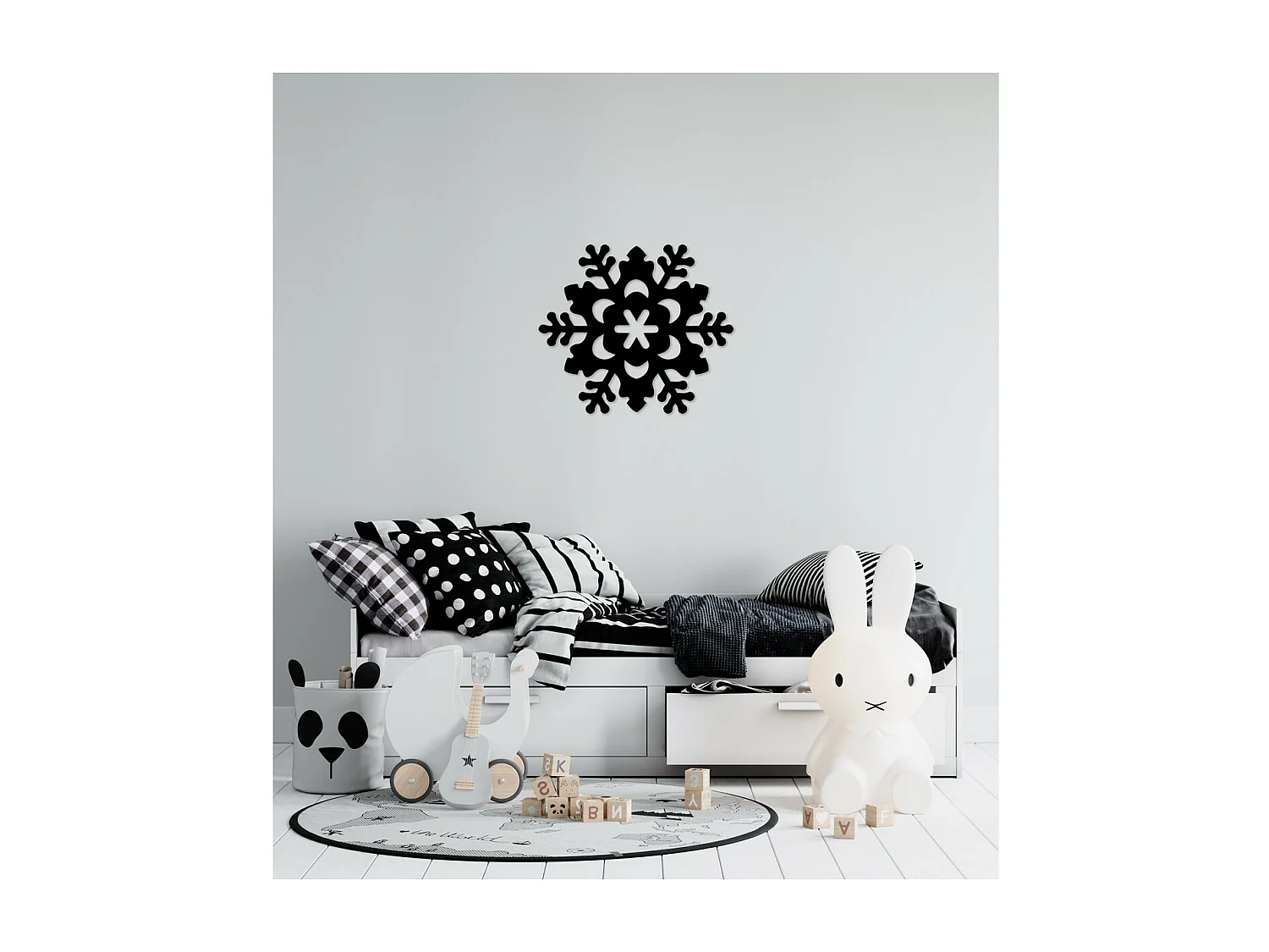 Décoration en Métal Flocon de Neige 4, Noir, 50x1,5x44 cm, EPIKASA