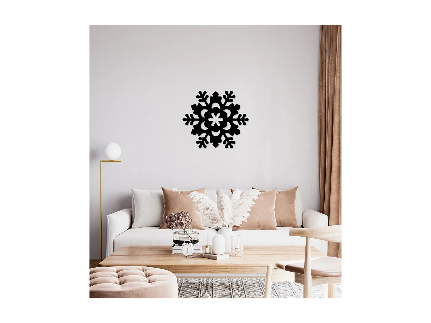 Décoration en Métal Flocon de Neige 4, Noir, 50x1,5x44 cm, EPIKASA