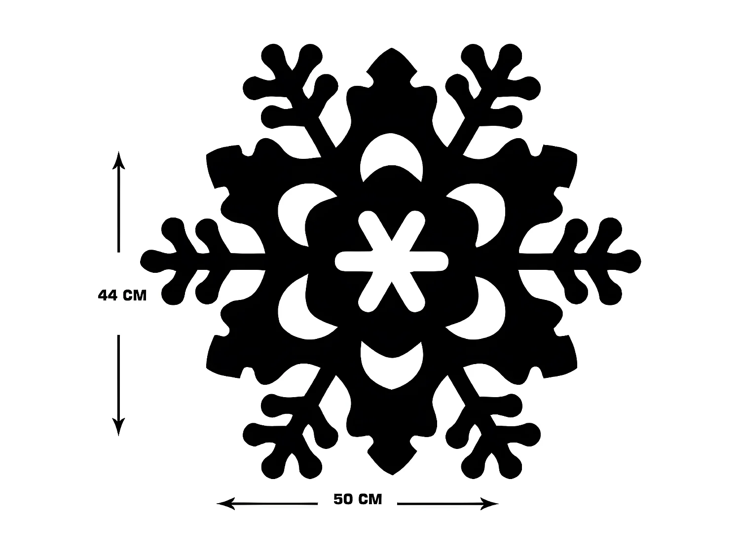 Décoration en Métal Flocon de Neige 4, Noir, 50x1,5x44 cm, EPIKASA