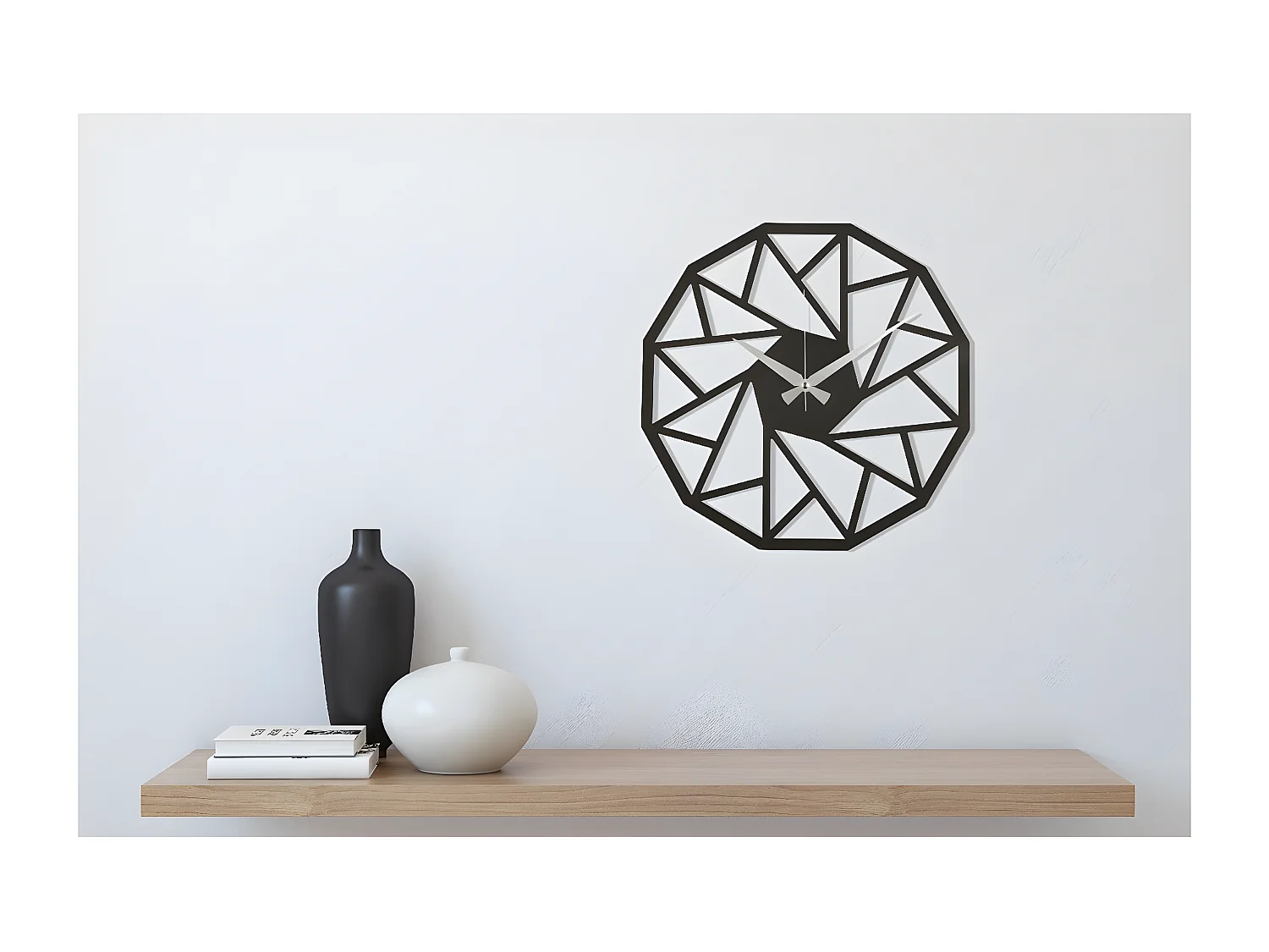 Horloge Murale Géométrique 7, Noir, 50x1,5x50 cm, EPIKASA